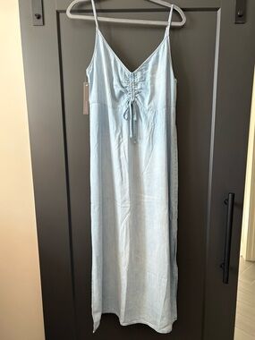 NWT Anthropologie Cloth & Stone Light Blue Chambray Maxi Dress